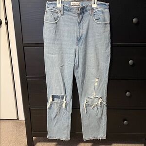 Abercrombie & Fitch Light Blue Boyfriend Jeans with Knee Rips